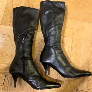 Prada pointy toe leather boots